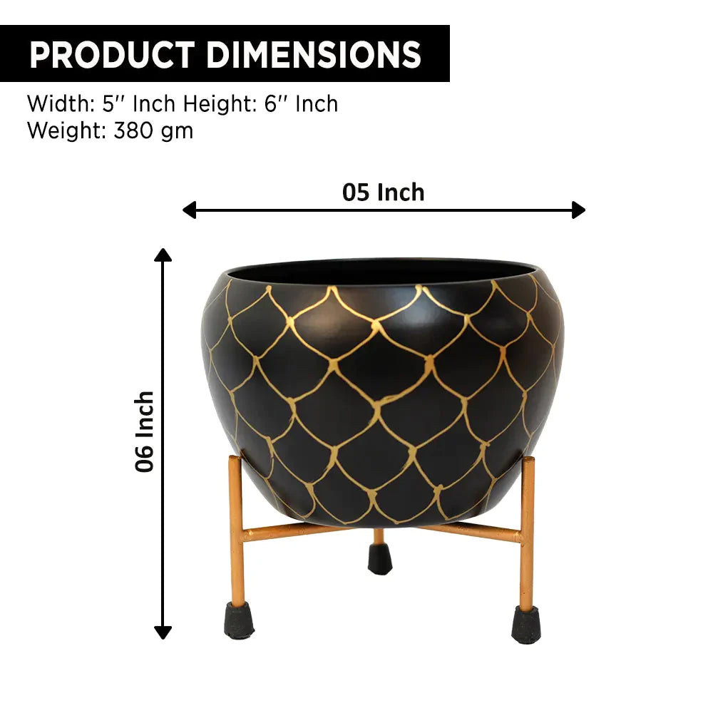 Casa De Amor Table-Top Metal Pot with Stand for Stylish Indoor and Outdoor Decor