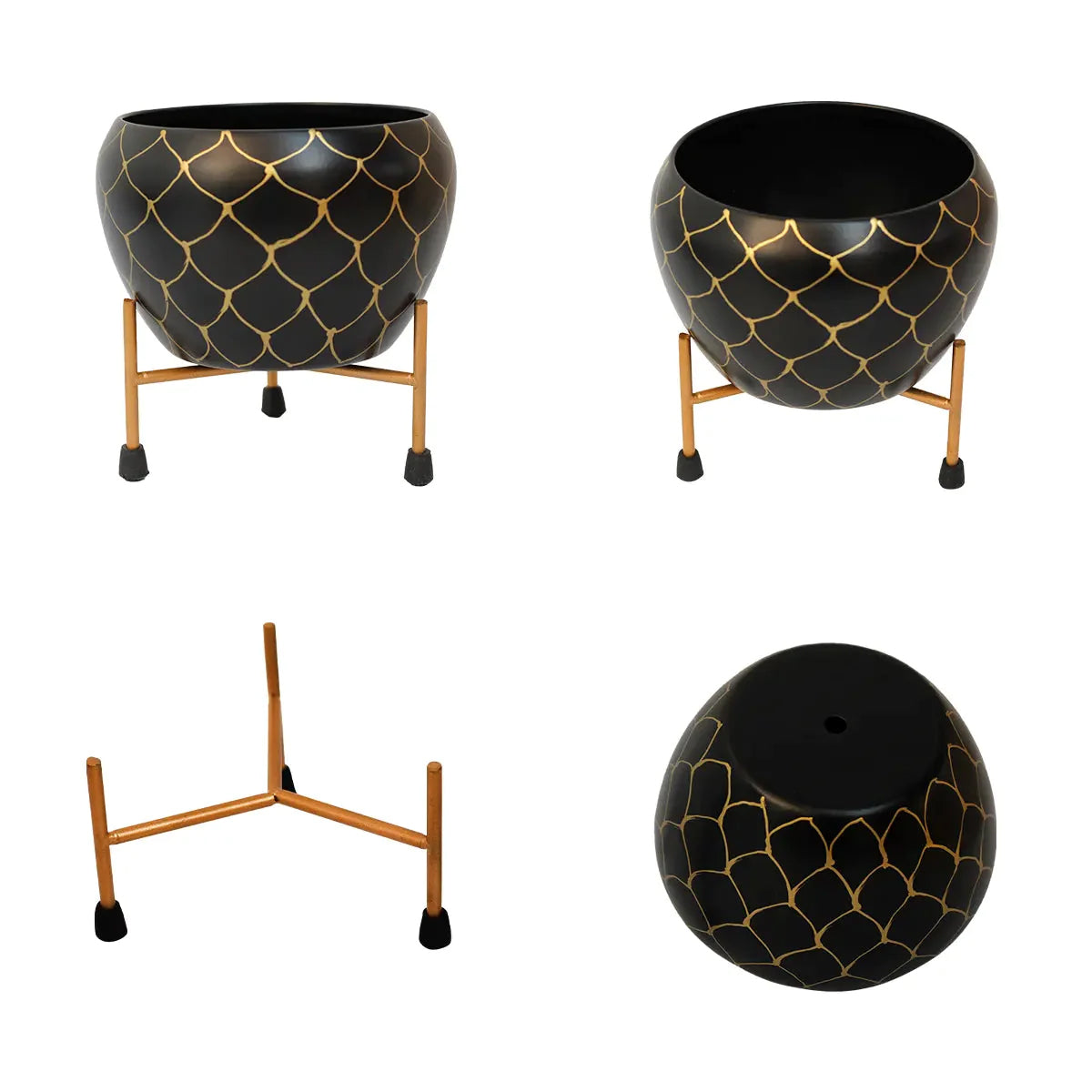 Casa De Amor Table-Top Metal Pot with Stand for Stylish Indoor and Outdoor Decor
