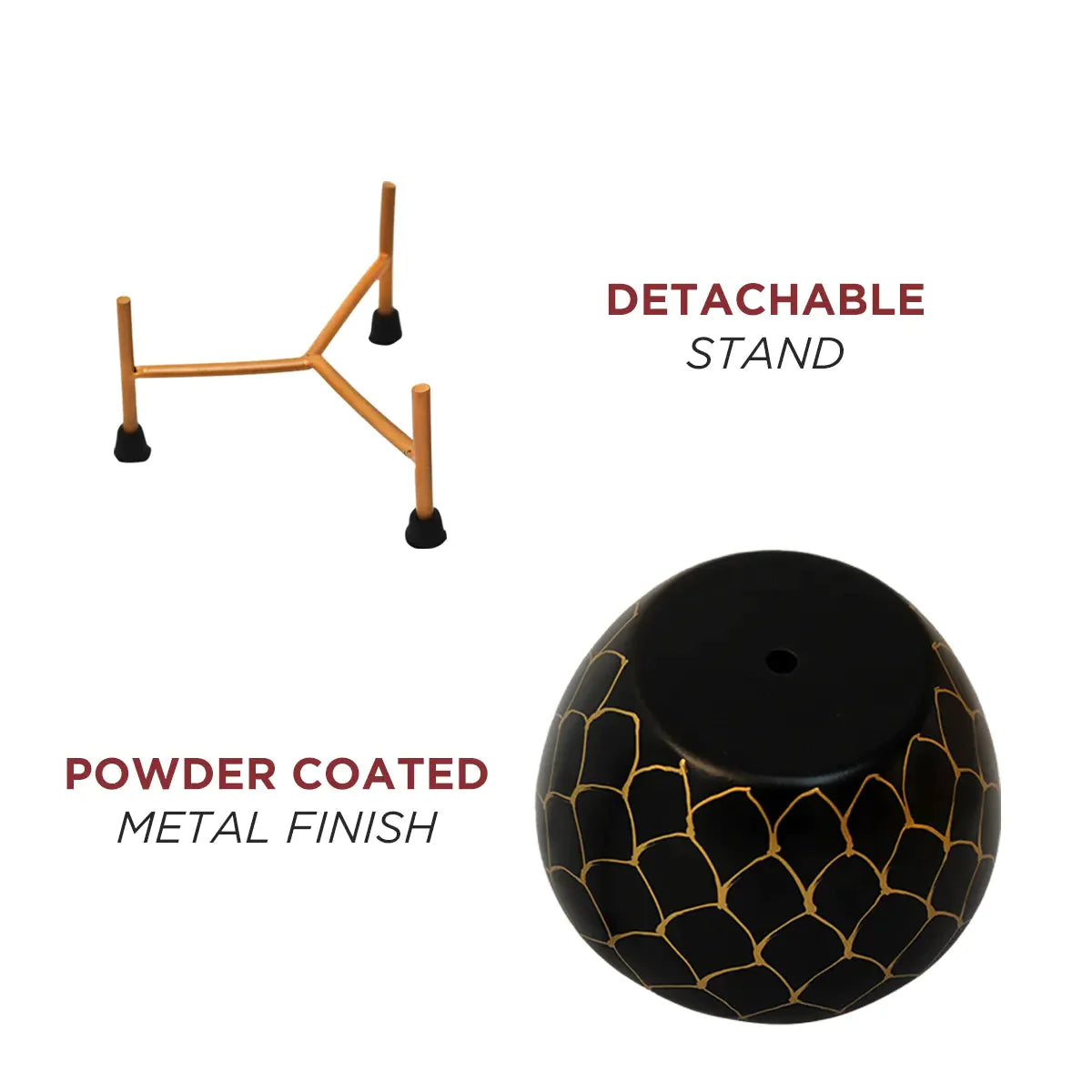 Casa De Amor Table-Top Metal Pot with Stand for Stylish Indoor and Outdoor Decor