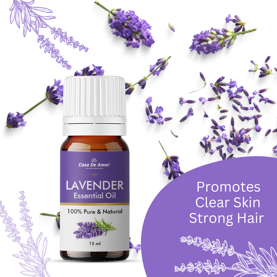 Casa De Amor Lavender Oil Promotes Clear Skin, Strong Hair | Calming & Soothing Care for Face, Scalp & Body | 15ML
