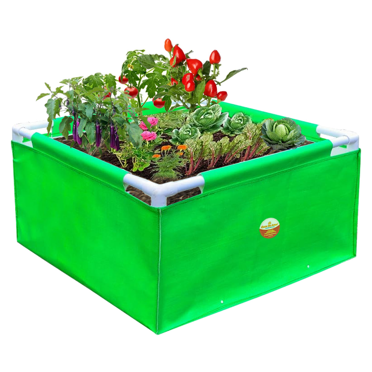 Casa De Amor HDPE UV Protected 260 GSM Green Grow Bags Rectangular Suitable for Vegetable Terrace Gardening (2x2x1 Feet, Pack of 1)