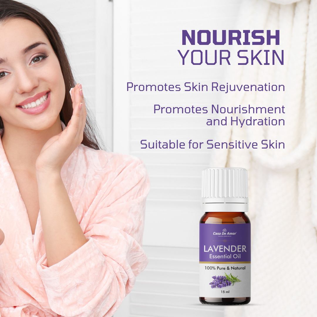 Casa De Amor Lavender Oil Promotes Clear Skin, Strong Hair | Calming & Soothing Care for Face, Scalp & Body | 15ML