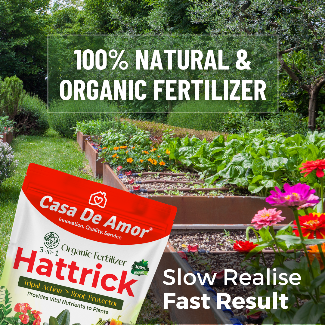 Hattrick, A Complete 100% Natural- Plant Bio-Fertilizer with 3 in 1 Action
