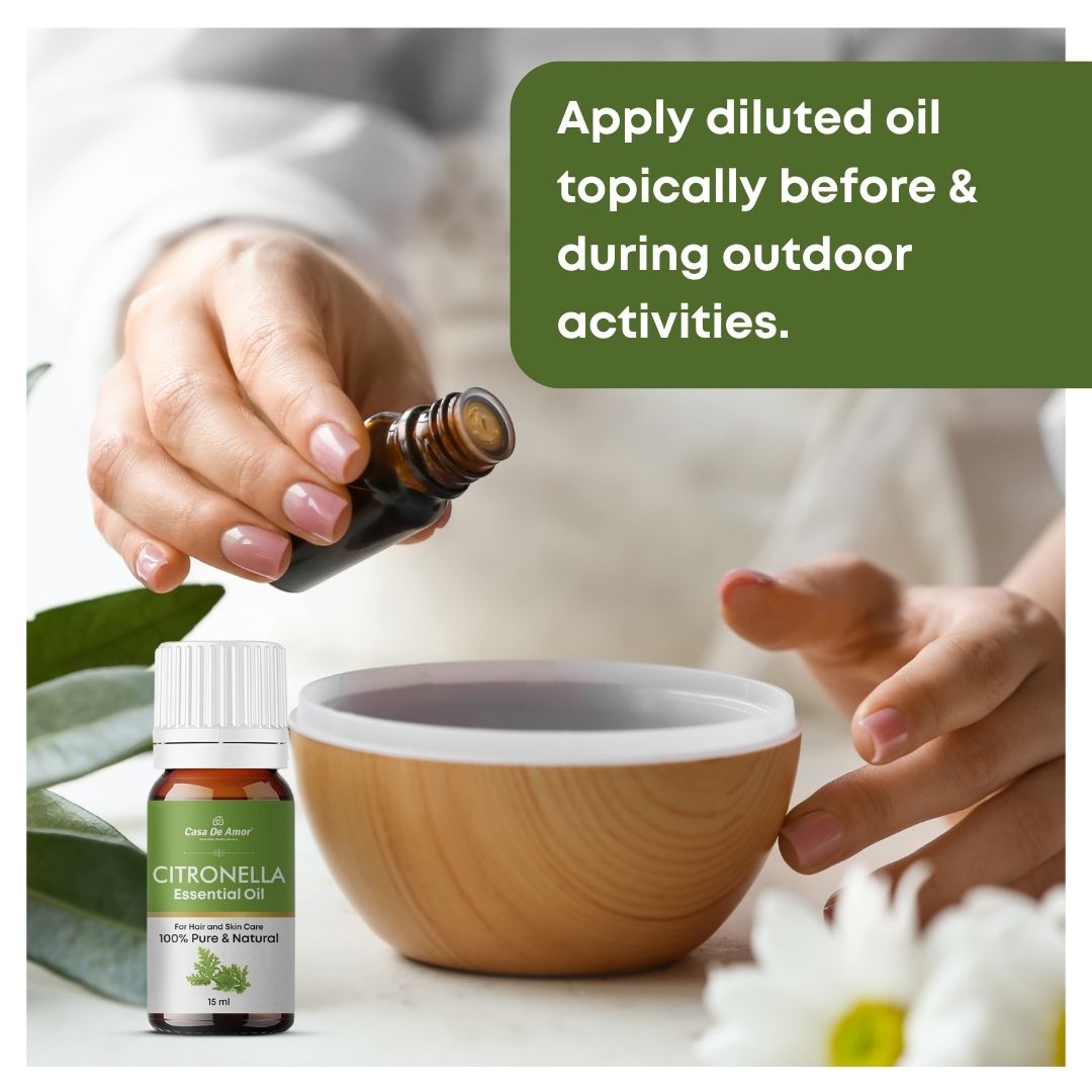 Casa De Amor Citronella Pure & Natural Essential Oil, Strengthen Hair Vitality, Mosquito Repellent (15 ml)