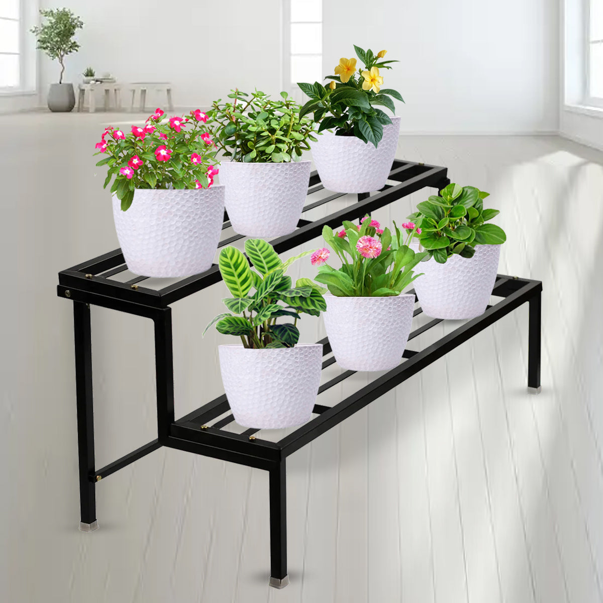garden plant pot stands Casa De Amor 2 Step Planter Pot Stand- Outdoor & Indoor Garden Stand (