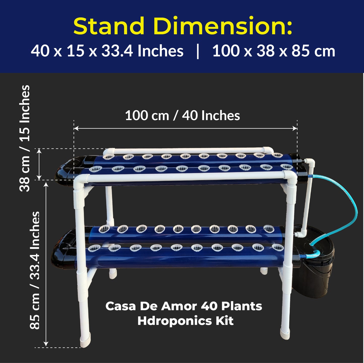 Casa De Amor Hydroponics Kit for Home- 40 Plants, Hydroponic System- Reusable for Indoor/Outdoor