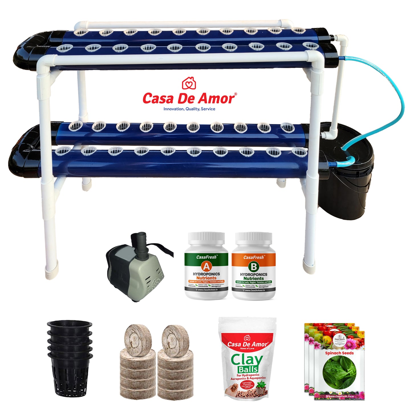 Casa De Amor Hydroponics Kit for Home- 40 Plants, Hydroponic System- Reusable for Indoor/Outdoor