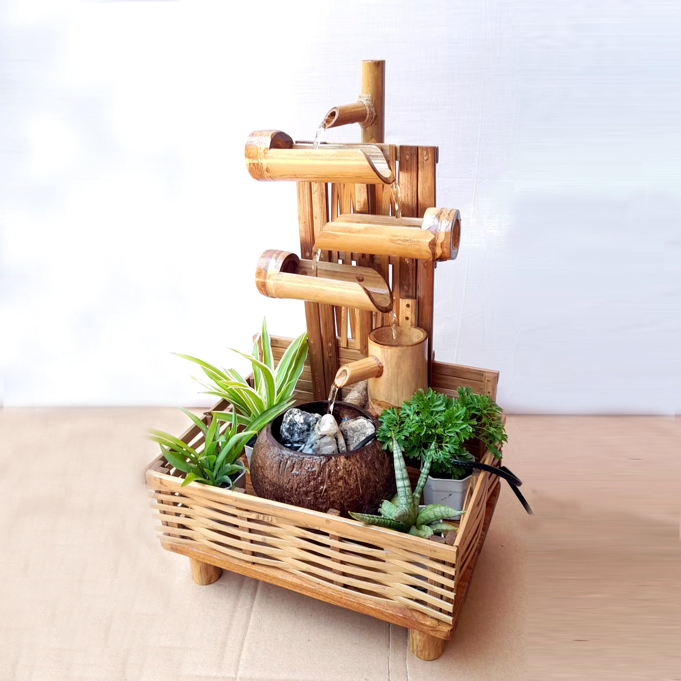 lucky bamboo fountain Casa De Amor Indoor Tabletop Bamboo Water Fountain – Coconut Shell Bet