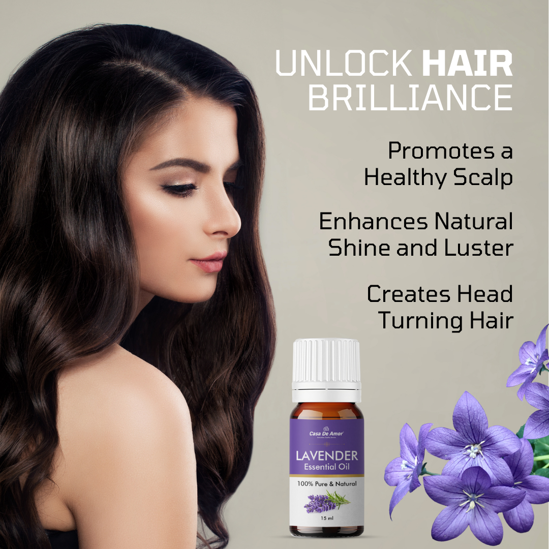 Casa De Amor Lavender Oil Promotes Clear Skin, Strong Hair | Calming & Soothing Care for Face, Scalp & Body | 15ML