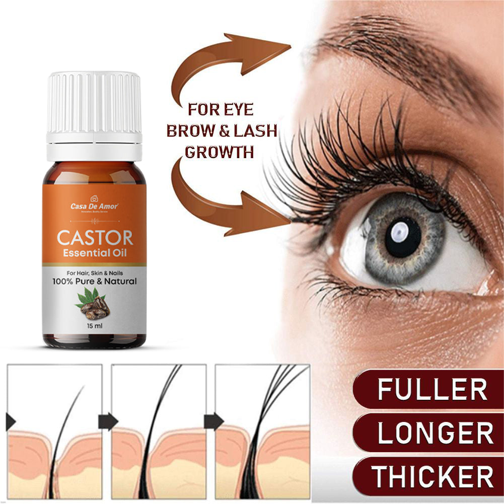 Casa De Amor Natural Cold Pressed Castor Oil for Hair Growth and Skin Care, Eyebrow- 15 ml