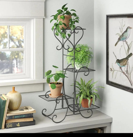 Casa De Amor 4 Tiers Metal Plant Stand for Garden Yard Decor Display