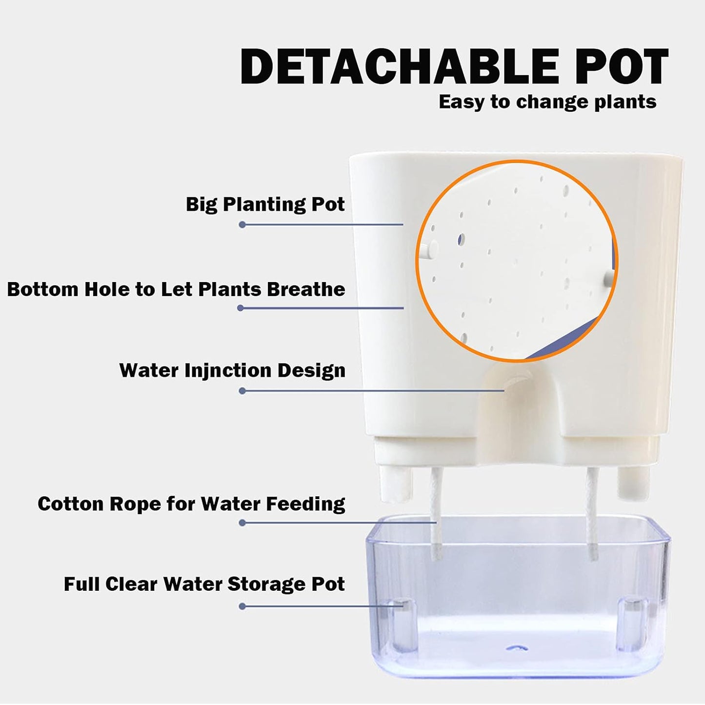 Casa De Amor Self Watering Pots for Indoor Plants | Home Decor, Living Room, Table Top | Plants not Included | 150gm Coco Brick Free