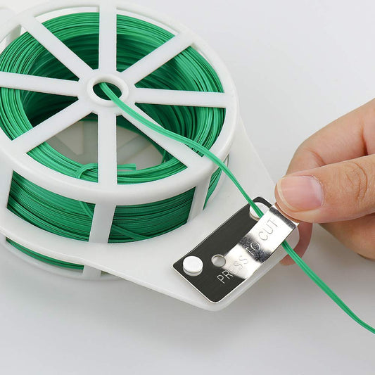 Casa De Amor Plastic Twist Tie Wire Spool with Cutter for Garden Yard Plant 50m (Green)