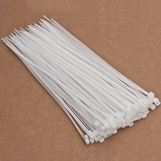 Casa De Amor 8 Inches Nylon Cable Zip Ties Heavy Duty Pack of 100 (White)