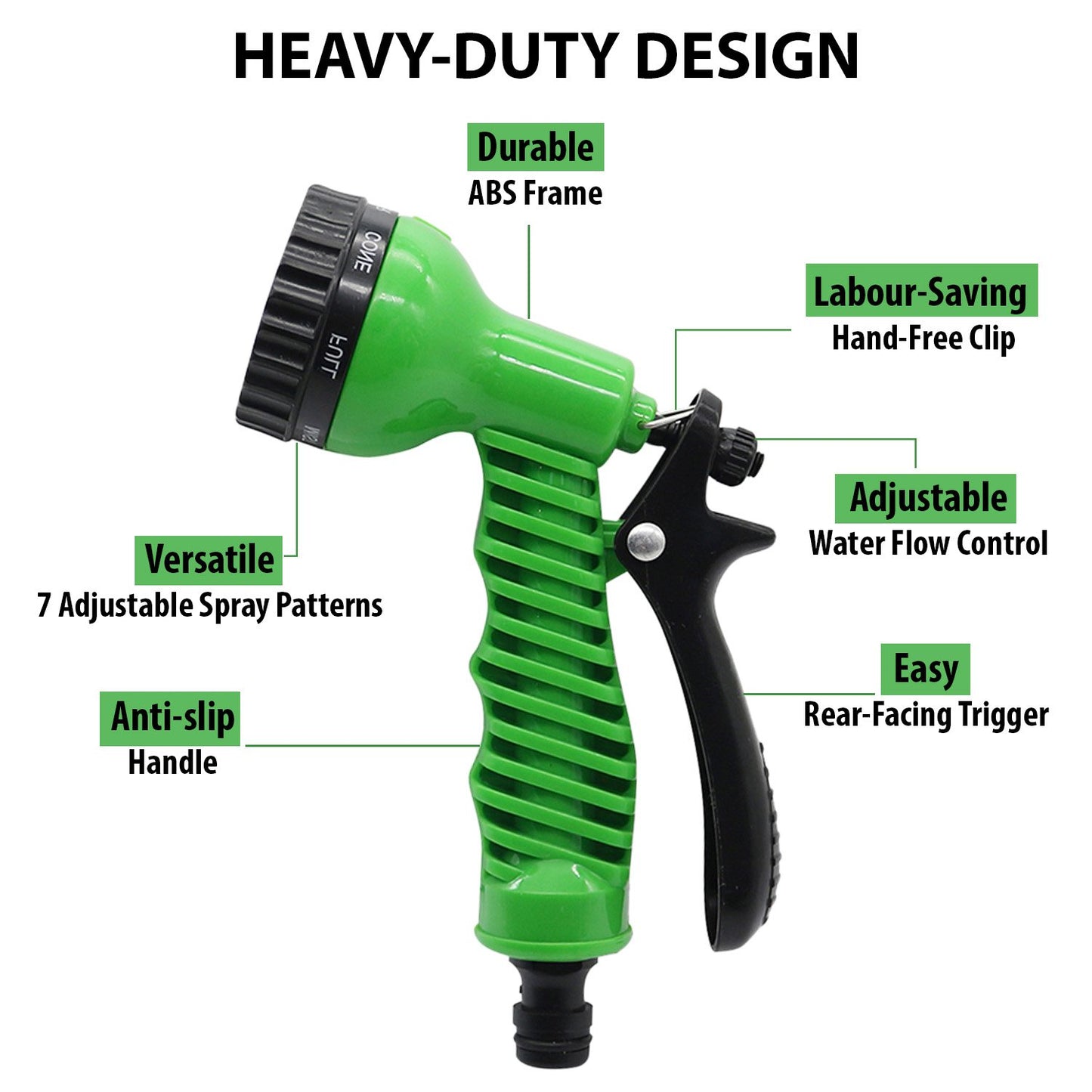 Casa De Amor 7 Pattern High Pressure Garden Hose Nozzle Water Spray Gun