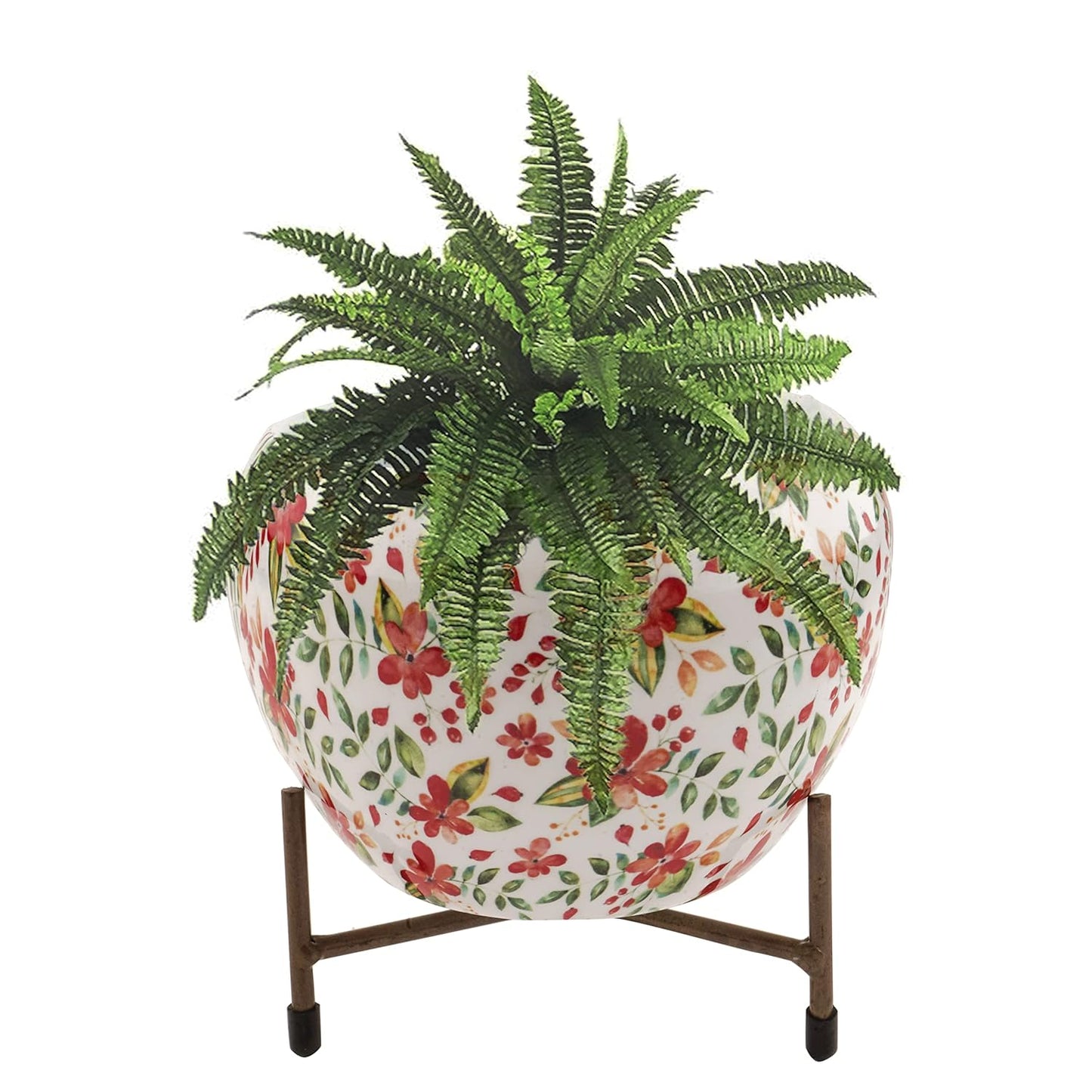Casa De Amor Printed Planter Flower Pot Container with Iron Stand for Home & Garden Decor (1 Pot & 1 Stand)