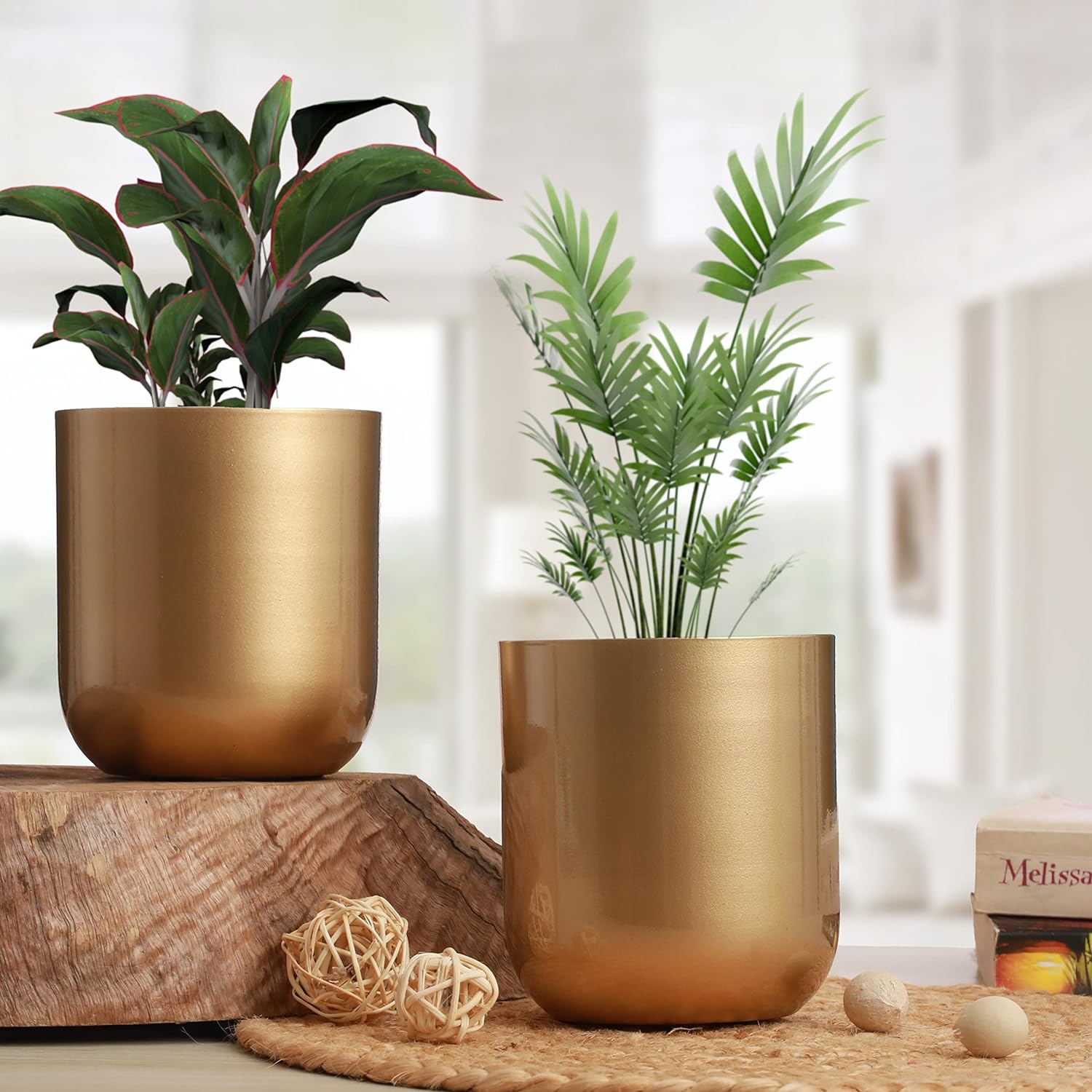 metal plant pots indoor Casa De Amor Round Metal Planter for Home Decor (4.3 inches/Pack of 2)