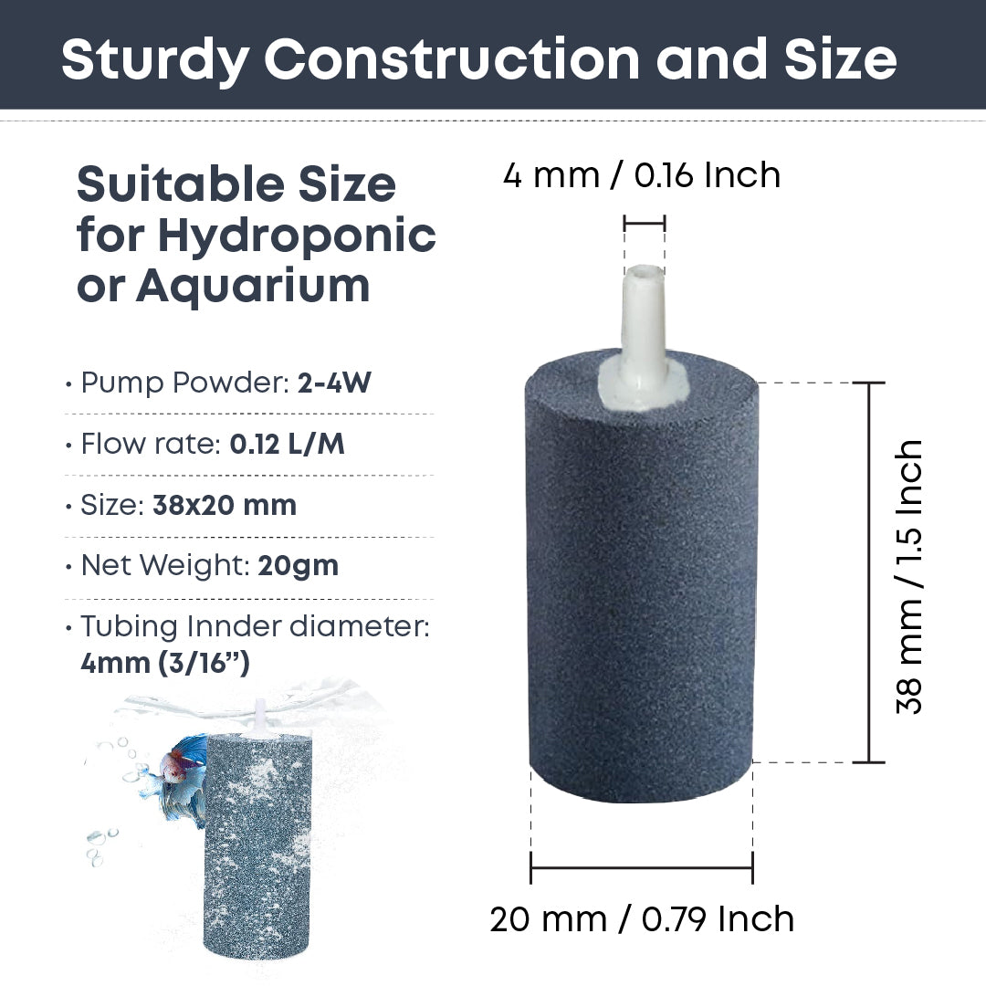 Casa De Amor 1.5 Inch Air Stone Cylinder Bubble Diffuser for Aquarium Fish Tank Air Pump Hydroponics (Grey color)