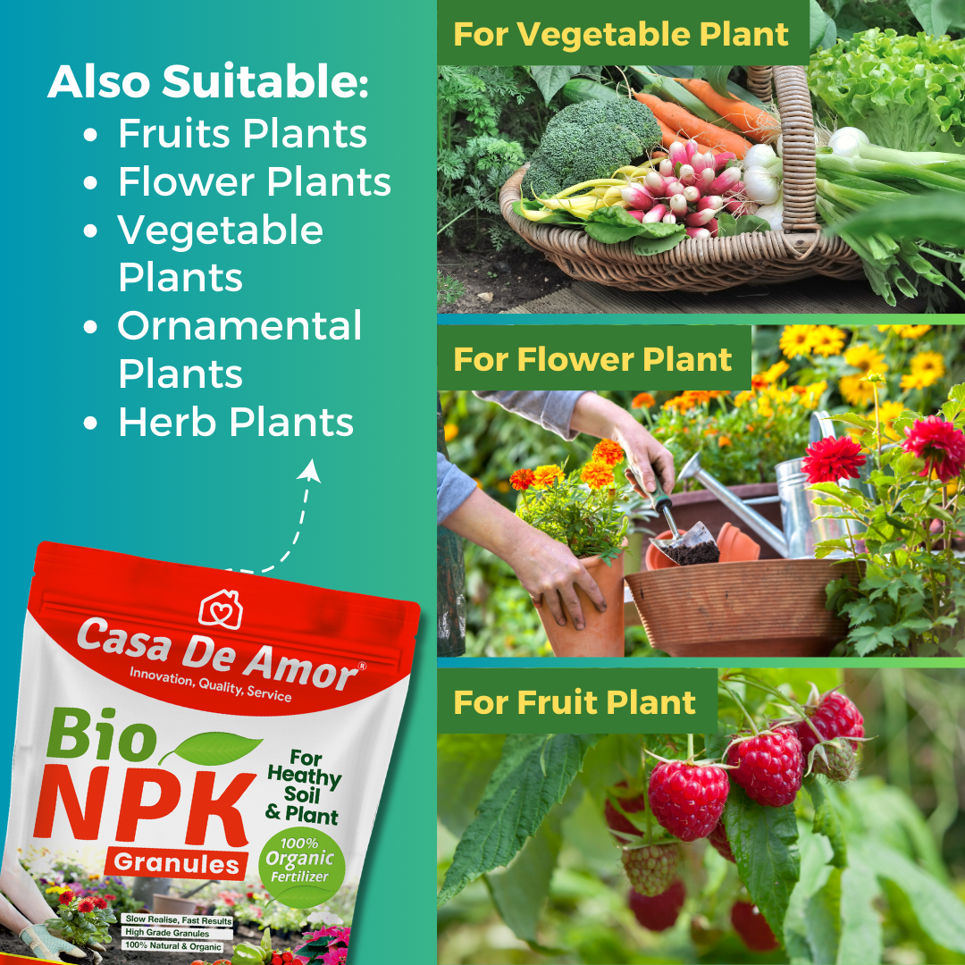 Casa De Amor Organic NPK Bio Fertilizer Granules, Perfect to Use on All Plants and Gardening