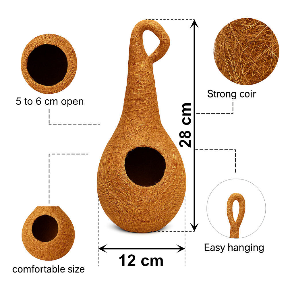 Casa De Amor Natural Bird Nest | Purely Made by Bird Building Technique Bird House (Hanging, Wall Mounting, Tree Mounting)