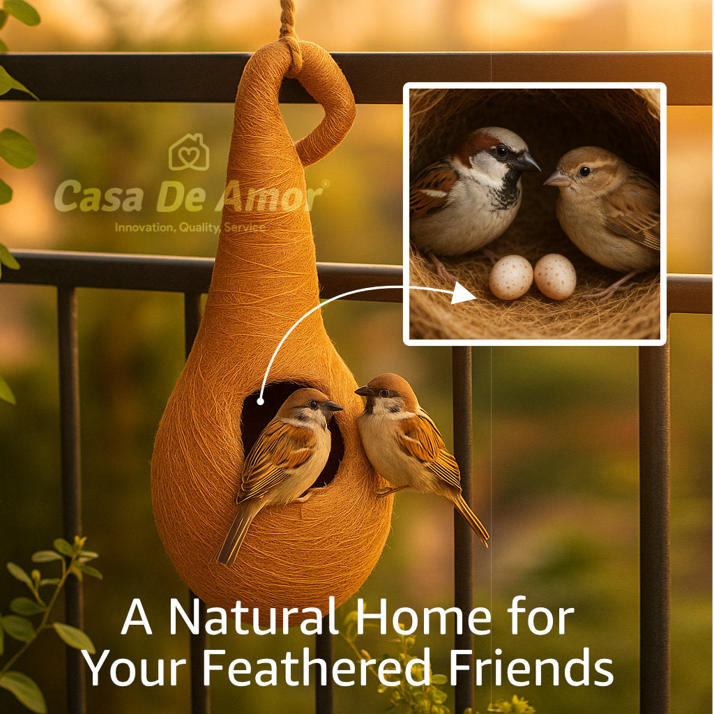 Casa De Amor Natural Bird Nest | Purely Made by Bird Building Technique Bird House (Hanging, Wall Mounting, Tree Mounting)