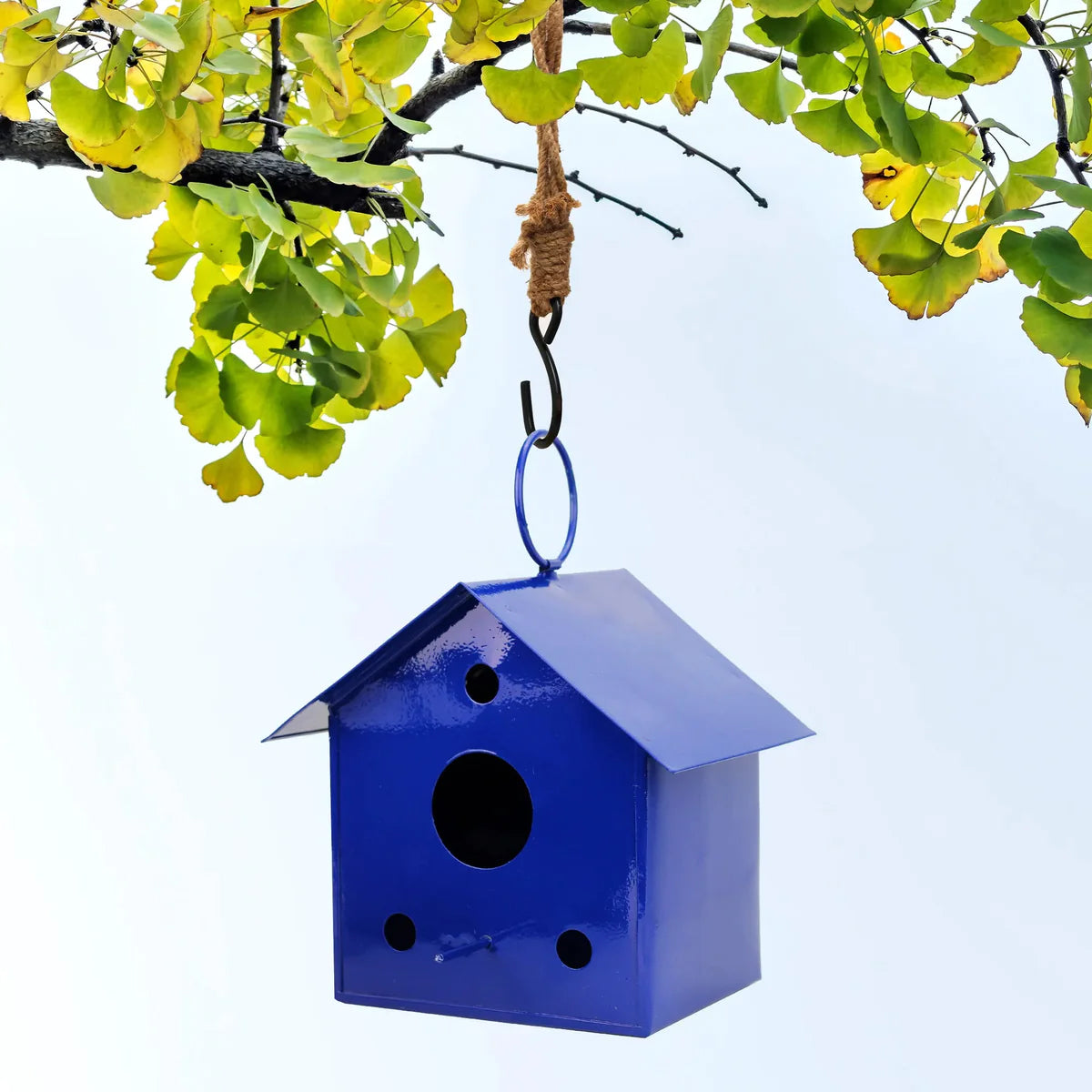 Metal Hanging Bird House & Feeder for Gardens