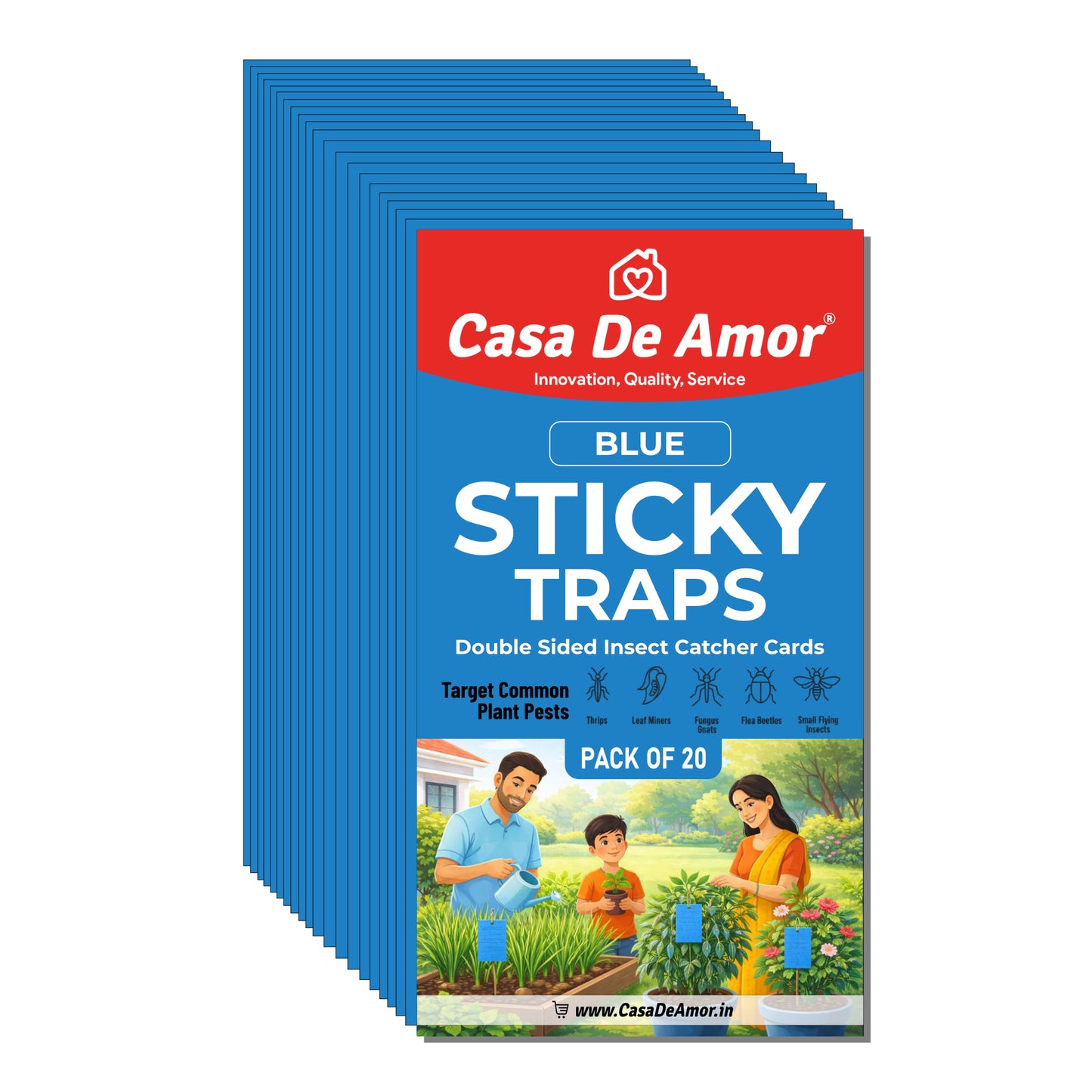 Casa De Amor Sticky Pads for Sticky Trap for Insects Pack of 10 Sheets | for Garden & Agriculture to Control Whiteflies, Aphids, Thrips, Jassids| Fly Catcher Insect Catcher Glue Trap for 100% Results