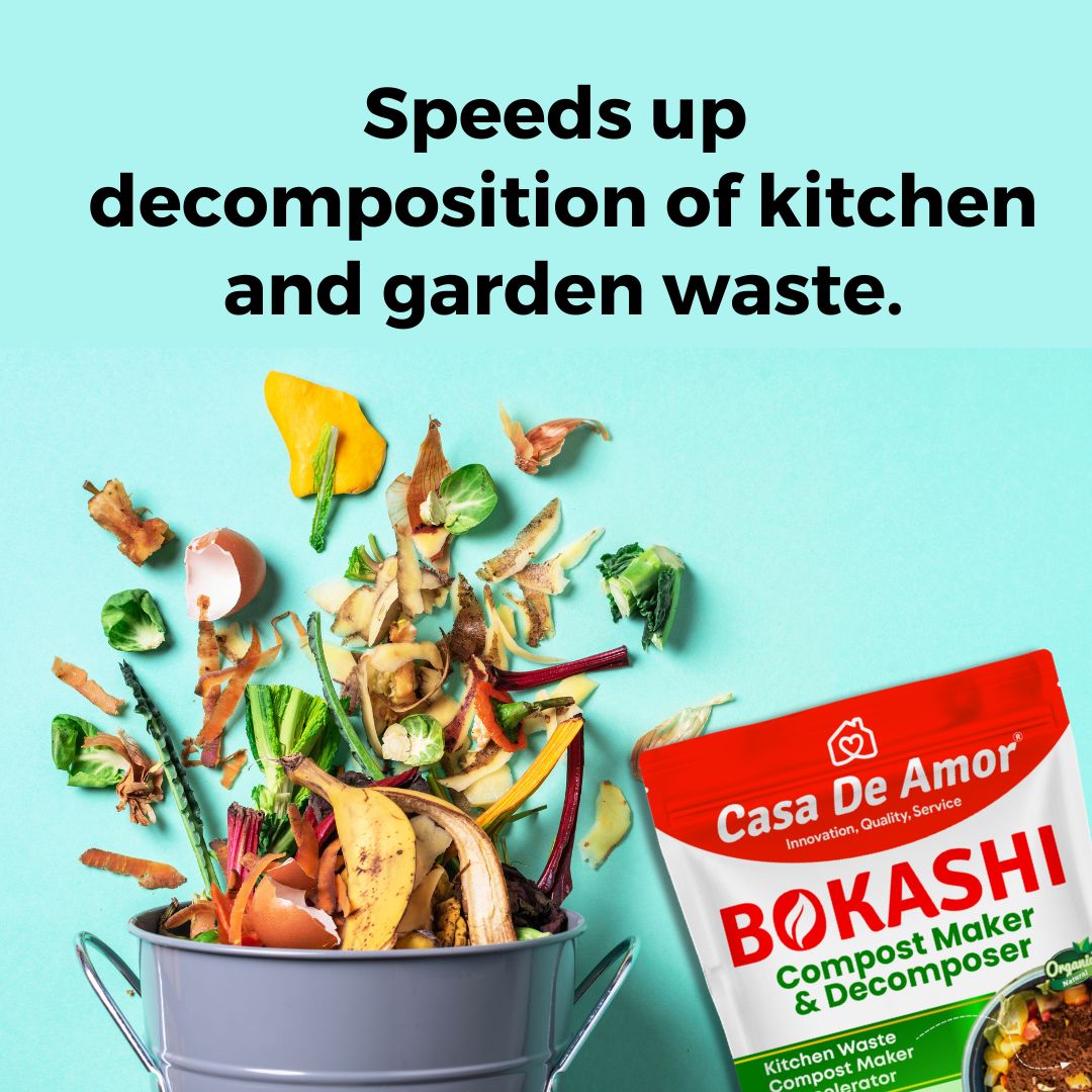 Casa De Amor Bokashi Compost Maker & Decomposer Powder – Ferment & Decompose Kitchen Waste into Organic Plant Food | Odour Control | Fast Composting