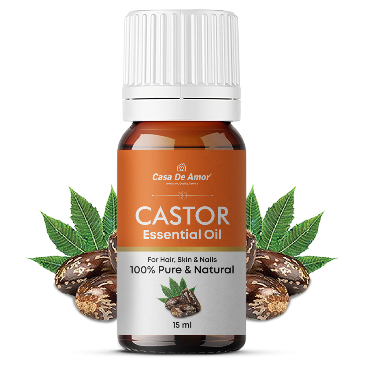 Casa De Amor Natural Cold Pressed Castor Oil for Hair Growth and Skin Care, Eyebrow- 15 ml