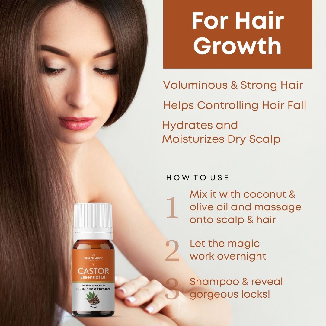 Casa De Amor Natural Cold Pressed Castor Oil for Hair Growth and Skin Care, Eyebrow- 15 ml