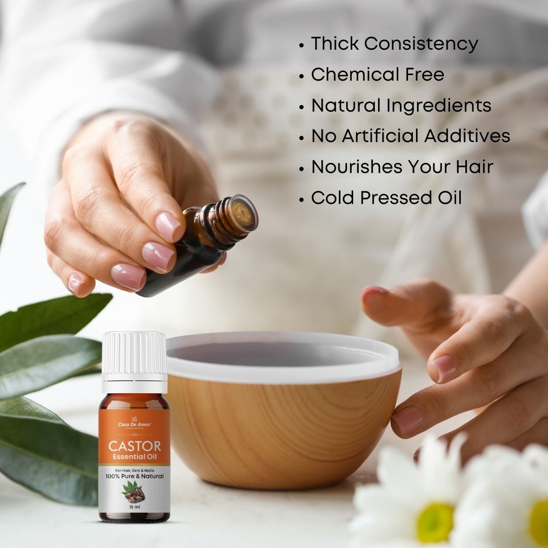 Casa De Amor Natural Cold Pressed Castor Oil for Hair Growth and Skin Care, Eyebrow- 15 ml
