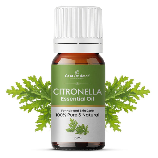 Casa De Amor Citronella Pure & Natural Essential Oil, Strengthen Hair Vitality, Mosquito Repellent (15 ml)