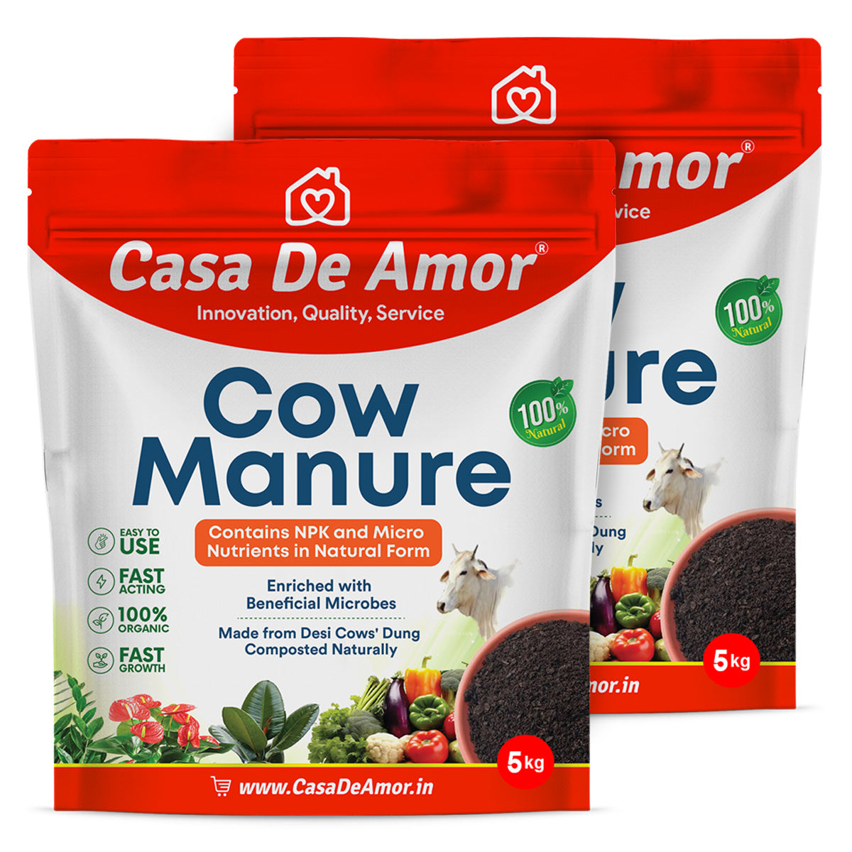 Casa De Amor Cow Manure & Compost Fertilizer for Home Garden Contains NPK & Micro Nutrients