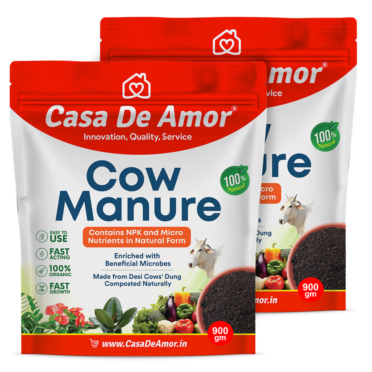 Casa De Amor Cow Manure & Compost Fertilizer for Home Garden Contains NPK & Micro Nutrients