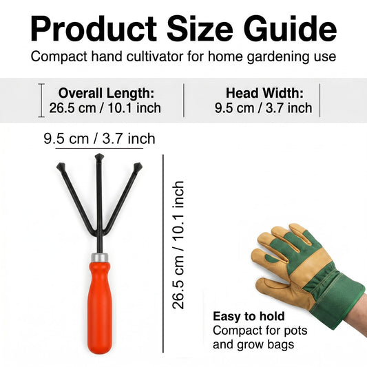Casa De Amor Hand Cultivator 1 Pc, Manual Garden Tiller with Ergonomic Handle, Metal Claw Tool for Soil Loosening, Digging, Mixing, Aerating & Home Gardening