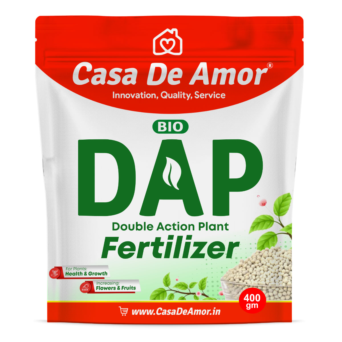 Casa De Amor Bio DAP Plant Food for Home & Garden Plants | Water Soluble | 400 gm Granules