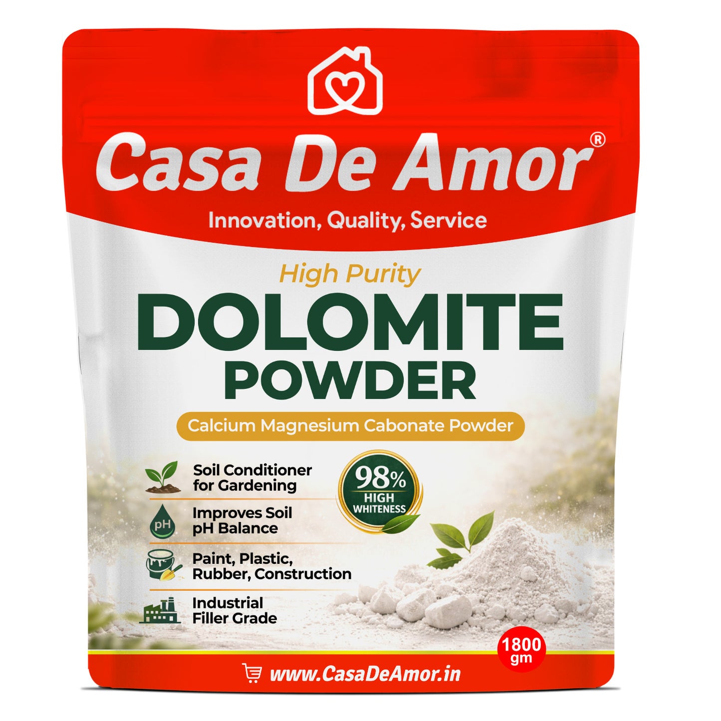 Casa De Amor Dolomite Powder (98% Whiteness) – Soil Conditioner & Industrial Grade