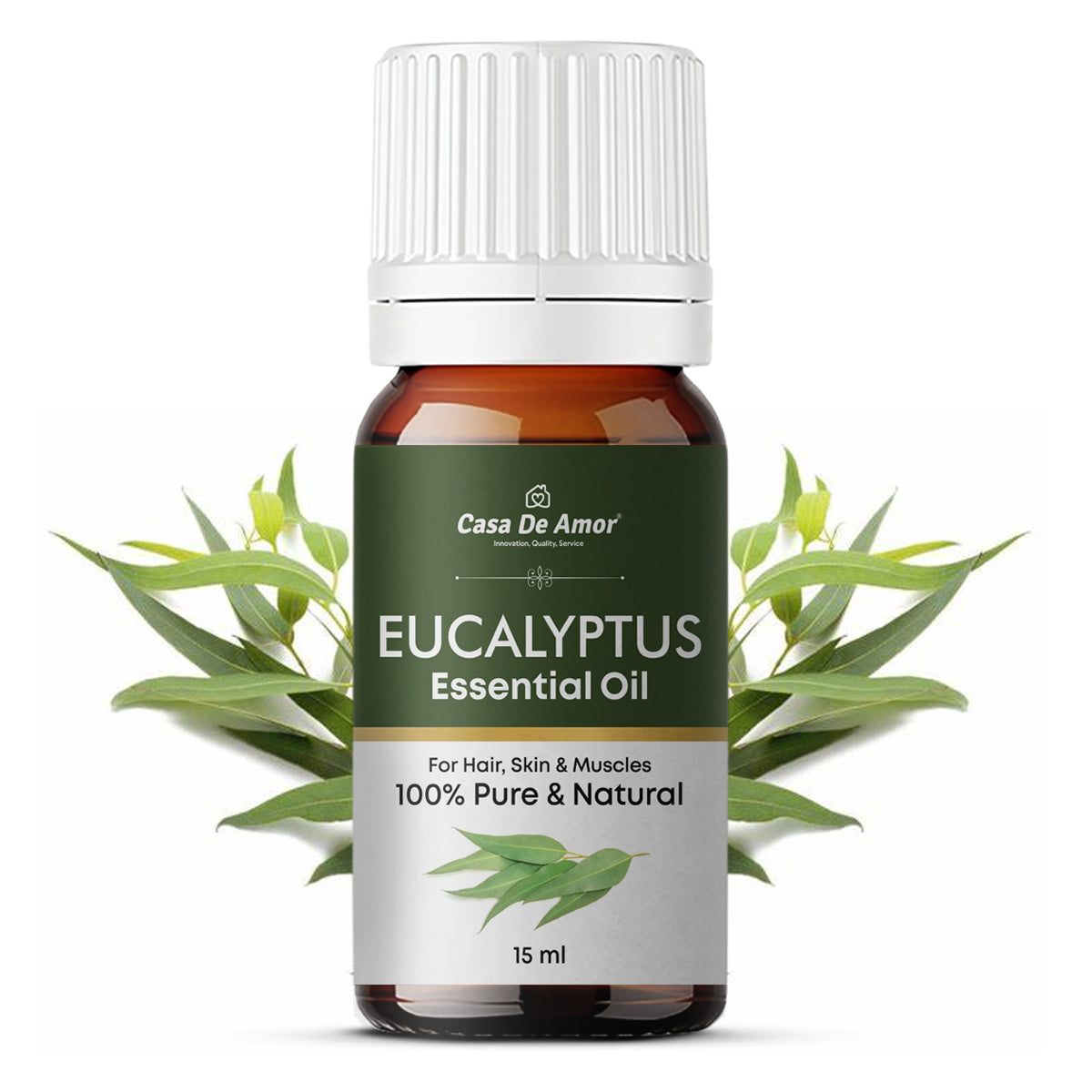 Casa De Amor Organic Nilgiris Eucalyptus Oil, Pure, Refreshing, and Versatile Essential Oil (15 ml)