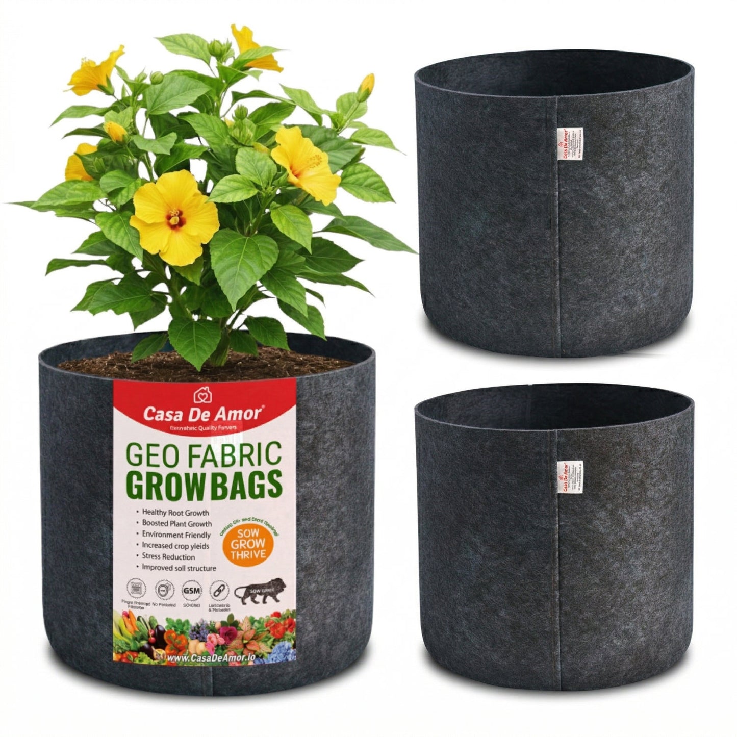 Casa De Amor 10x10 Inches - 400 GSM Maroon Fabric Grow Bags for Terrace Gardening/Vegetable Plants | Breathable | Heavy Duty Thickened Nonwoven