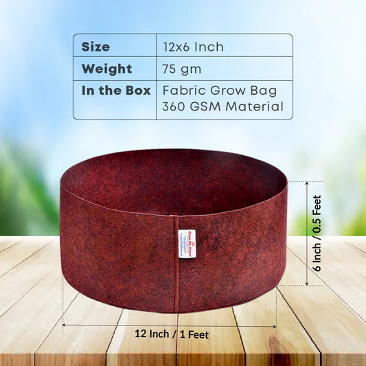 Casa De Amor 350 GSM Geo Fabric Round Plant Grow Bag for Gardening (Maroon) 12x6 Inch
