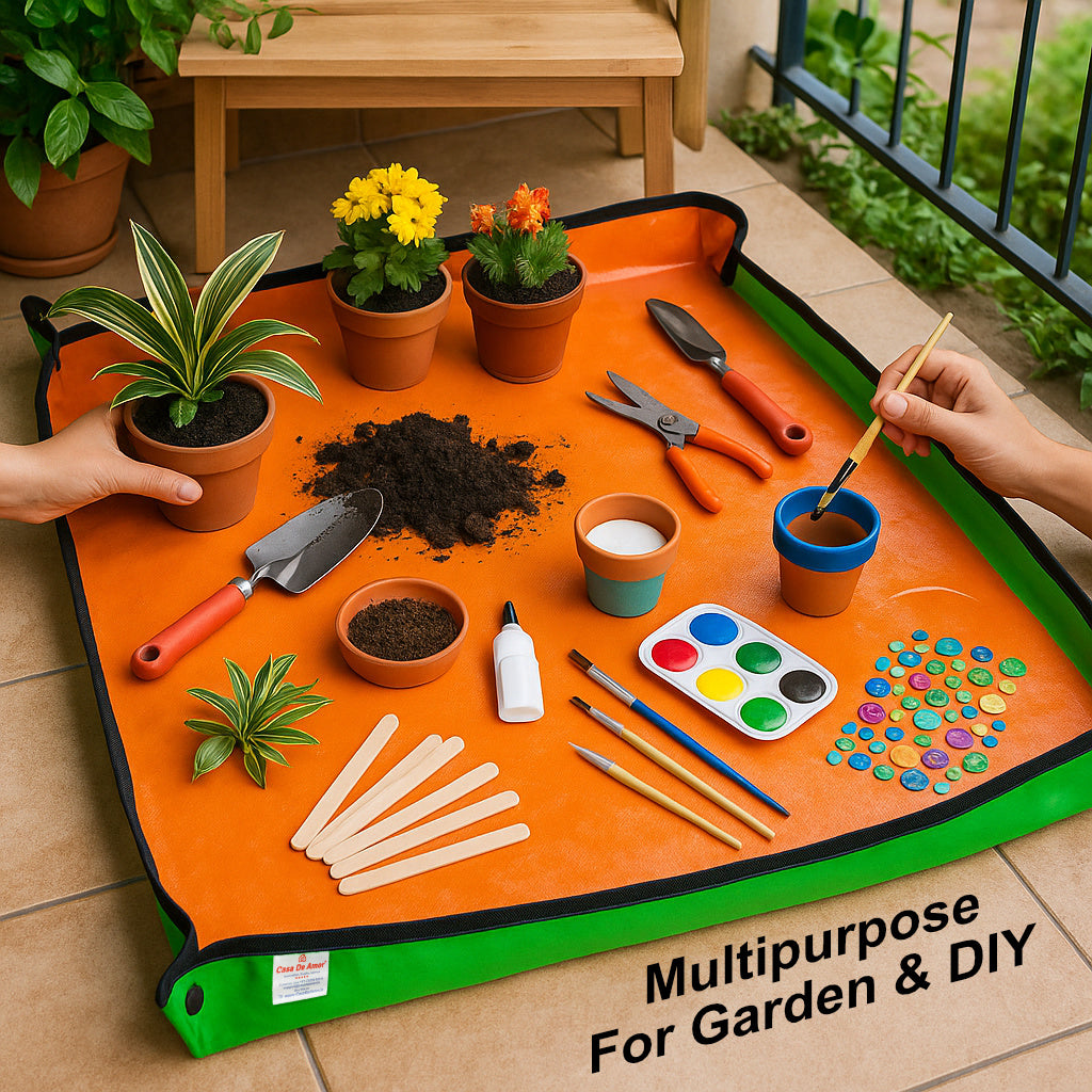 Casa De Amor 75x100CM Gardening Mat Durable HDPE Material with Snap Buttons Waterproof Foldable Perfect for Gardening, Soil Mixing, DIY Projects, or Crafts