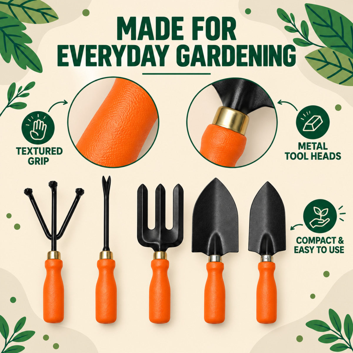 Casa De Amor Gardening Tools Kit-5 Pcs | Home Gardening Tool Set