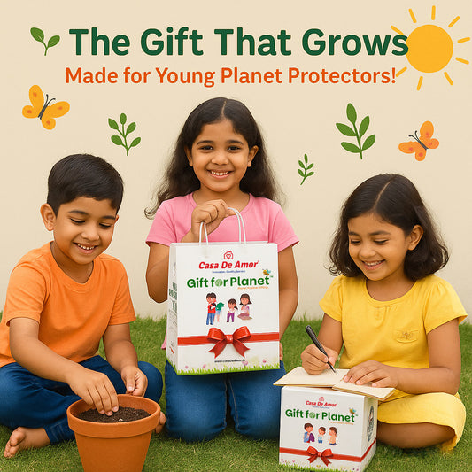 Casa De Amor Gift for Planet Grow Your Own Vegetable Kit for Kids – DIY Gardening Kit with Pot, Seeds, Soil – Eco-Friendly Return Gift