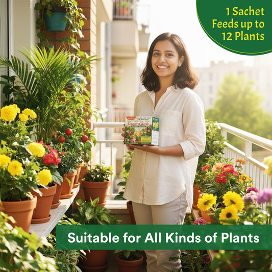 Casa De Amor Green Glow All‑In‑One Plant Food – 200g | 10 Sachets | Complete NPK + Micronutrients for Fast Growth & Greener Leaves