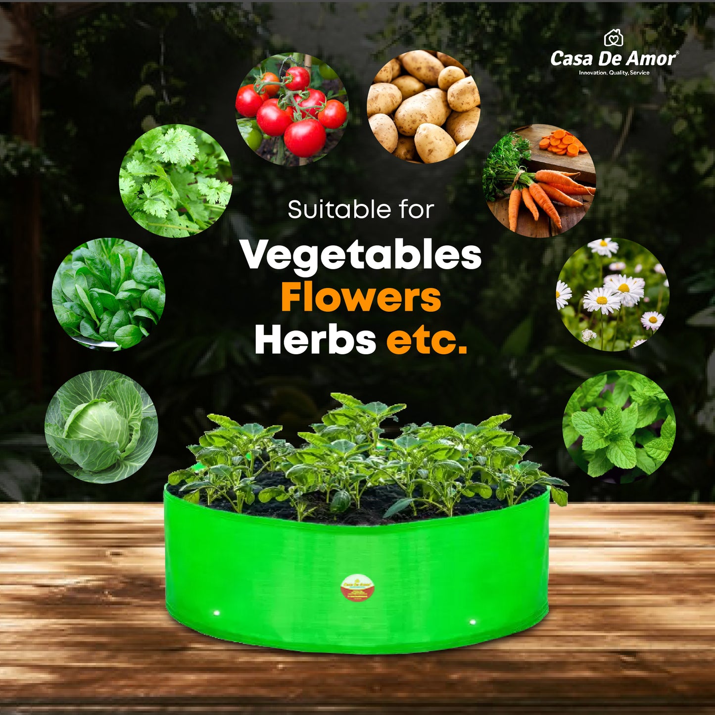 Casa De Amor 18X9 Inch HDPE Grow Bags UV Protected Round Suitable for Vegetable Terrace Gardening (260 GSM)