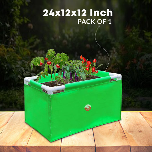 Casa De Amor HDPE UV Protected 260 GSM Green Grow Bags Rectangular Suitable for Vegetable Terrace Gardening (2x1x1 Feet, Pack of 1)