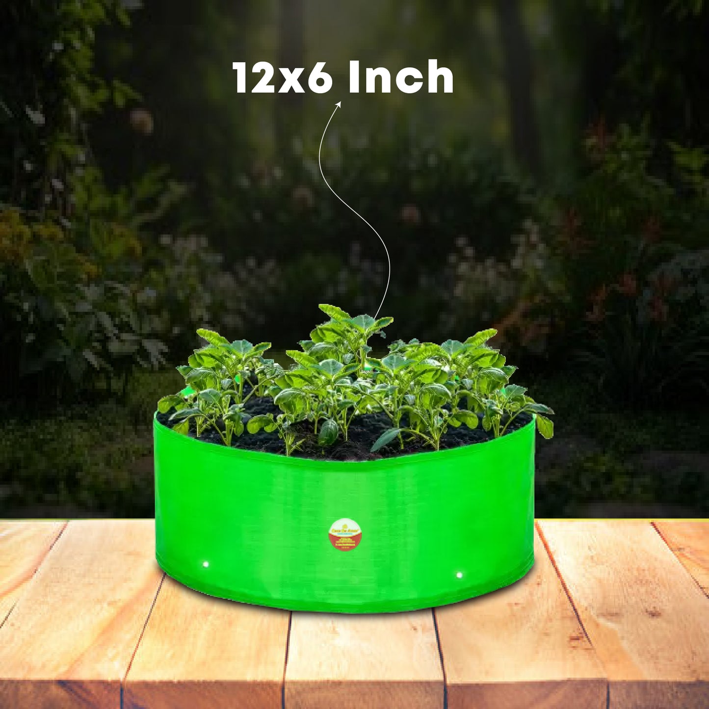 Casa De Amor 12X6 Inch HDPE Green Grow Bags UV Protected Round Suitable for Vegetable Terrace Gardening, 260 GSM