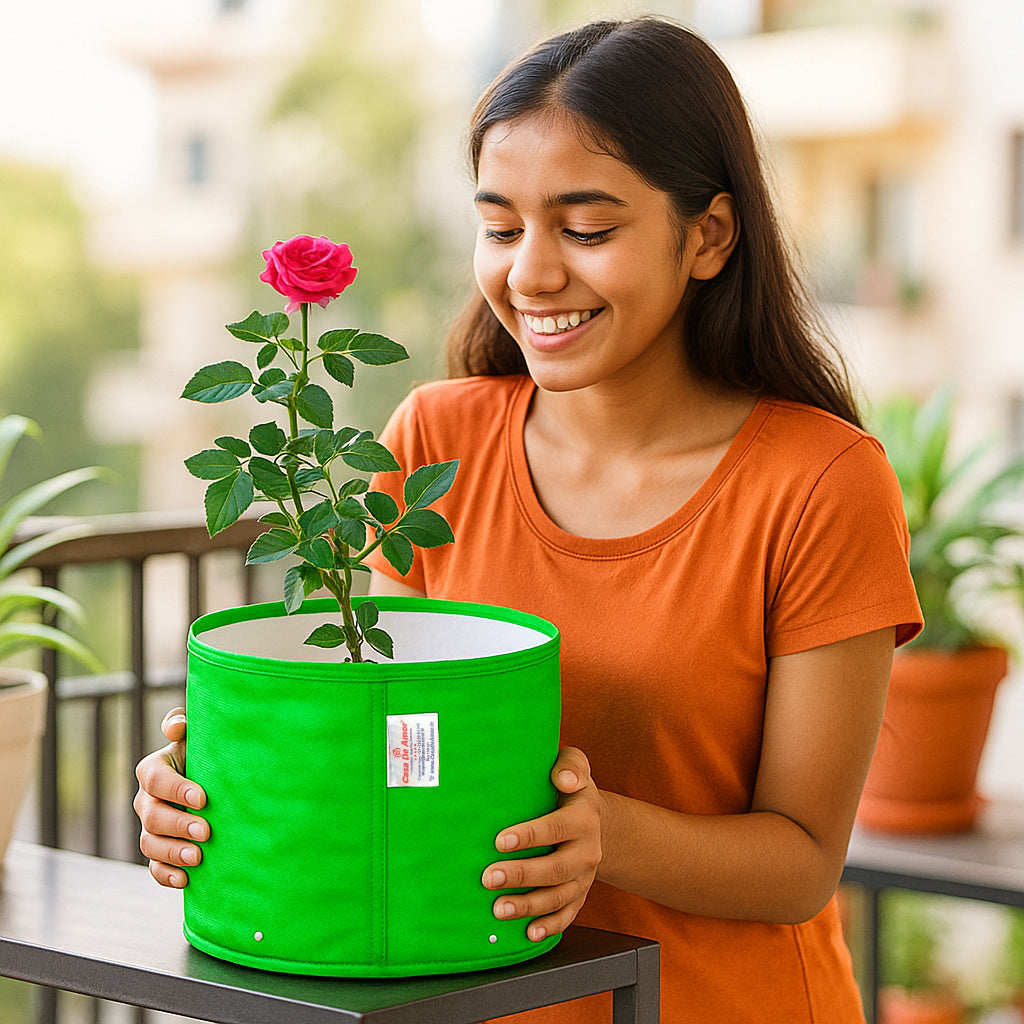 Casa De Amor Terrace Gardening Vegetable and Flower Green Grow Bag (9 X 6 Inch, 260 GSM)