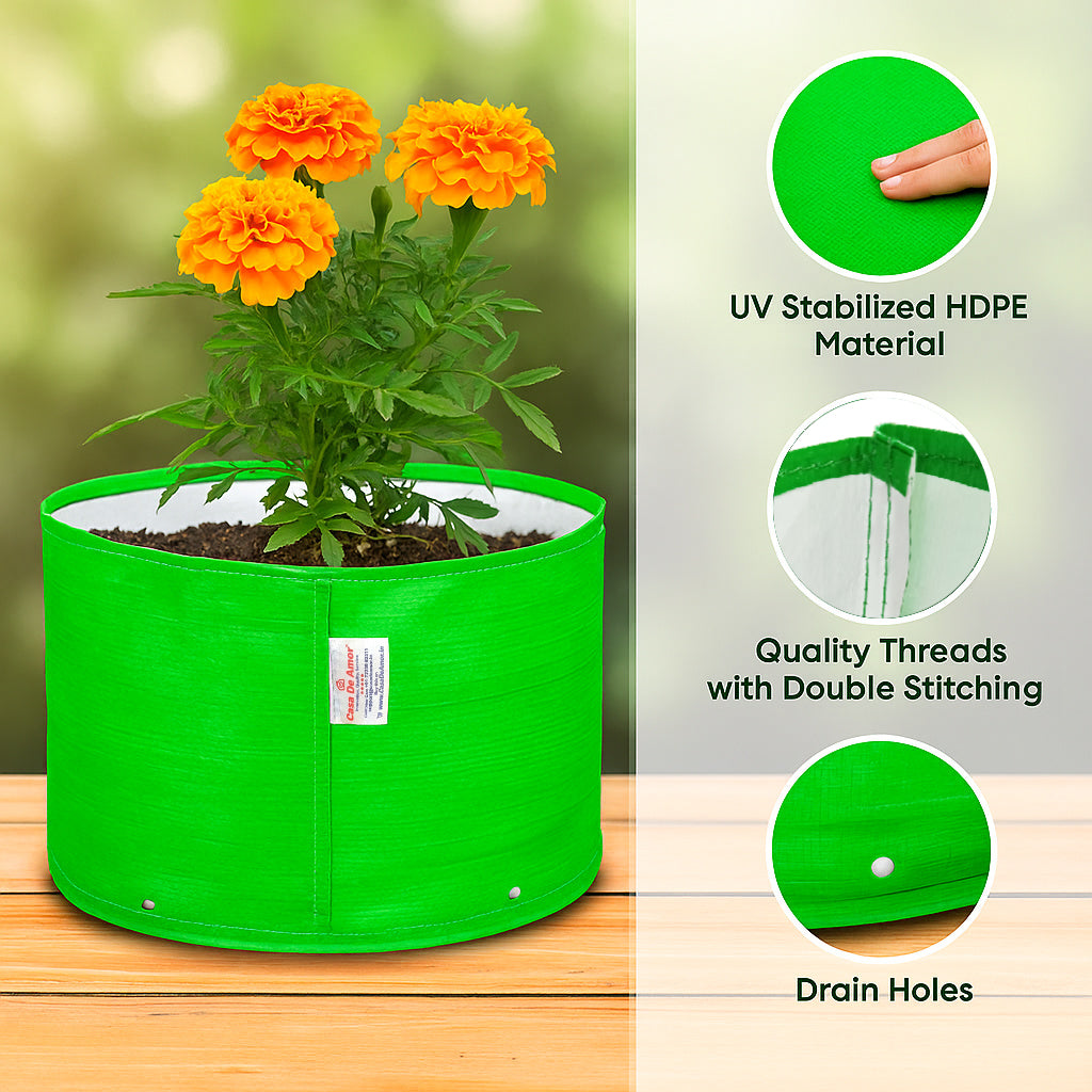 Casa De Amor Terrace Gardening Vegetable and Flower Green Grow Bag (9 X 6 Inch, 260 GSM)
