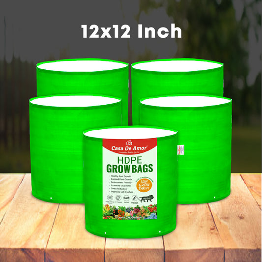 Casa De Amor 12X12 Inch HDPE Green Grow Bag Terrace Gardening Vegetable and Flower (260 GSM)